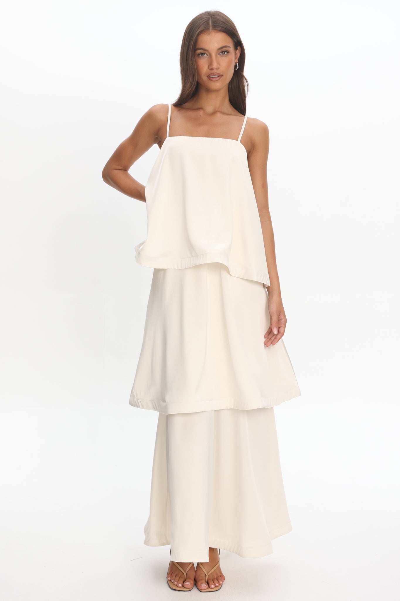 Morning Ray Layered Maxi Dress Ivory by Selfie Leslie Australia