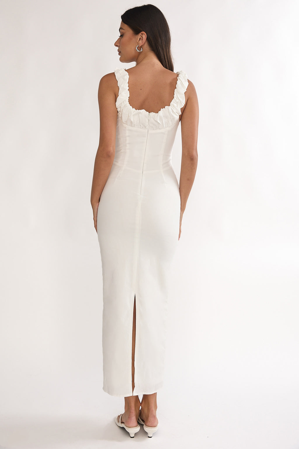 Zabrina Shirred Bust Maxi Dress Off White by Selfie Leslie Australia