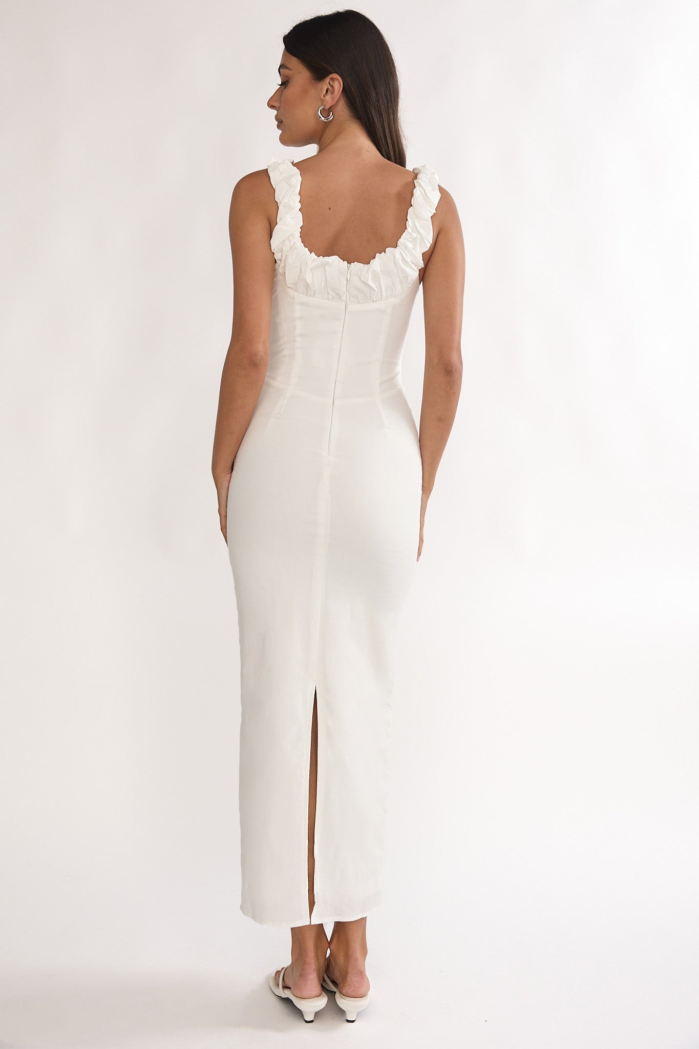 Zabrina Shirred Bust Maxi Dress Off White by Selfie Leslie Australia