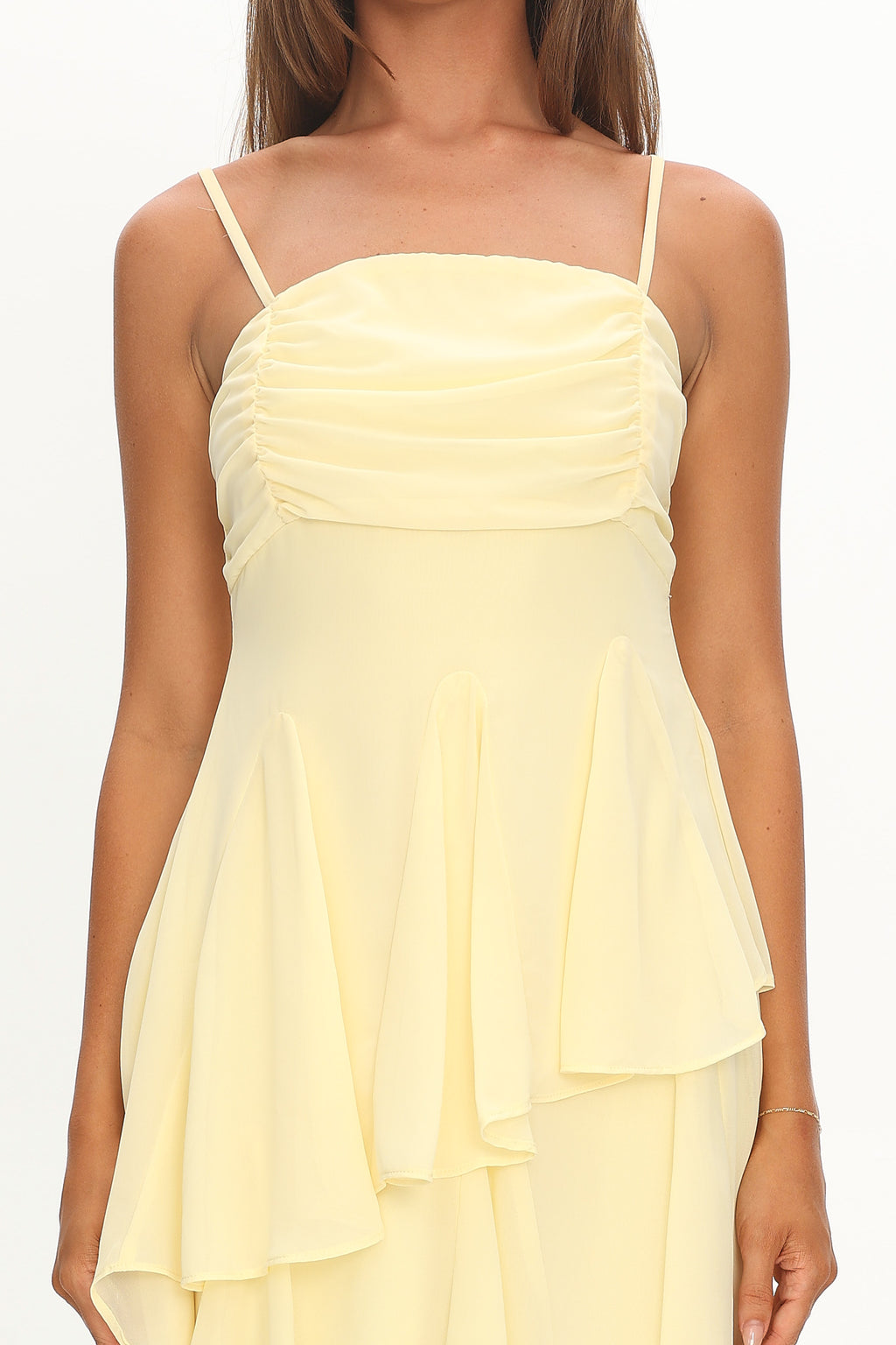 Skylah Asymmetric Hem Mini Dress Butter by Selfie Leslie Australia