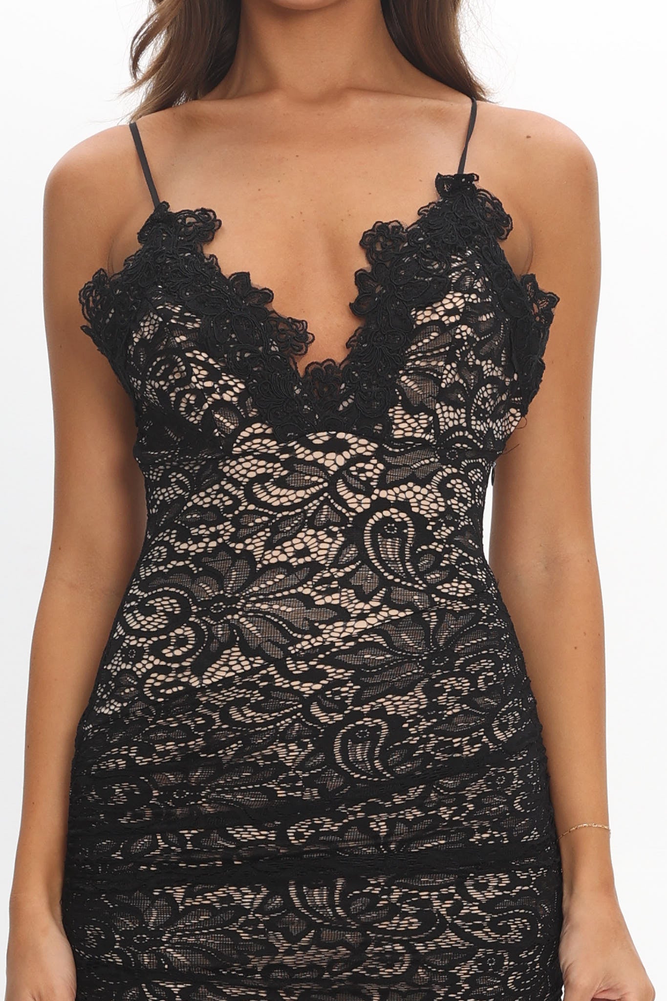 Capri Sunset Lace Overlay Maxi Dress Black by Selfie Leslie Australia