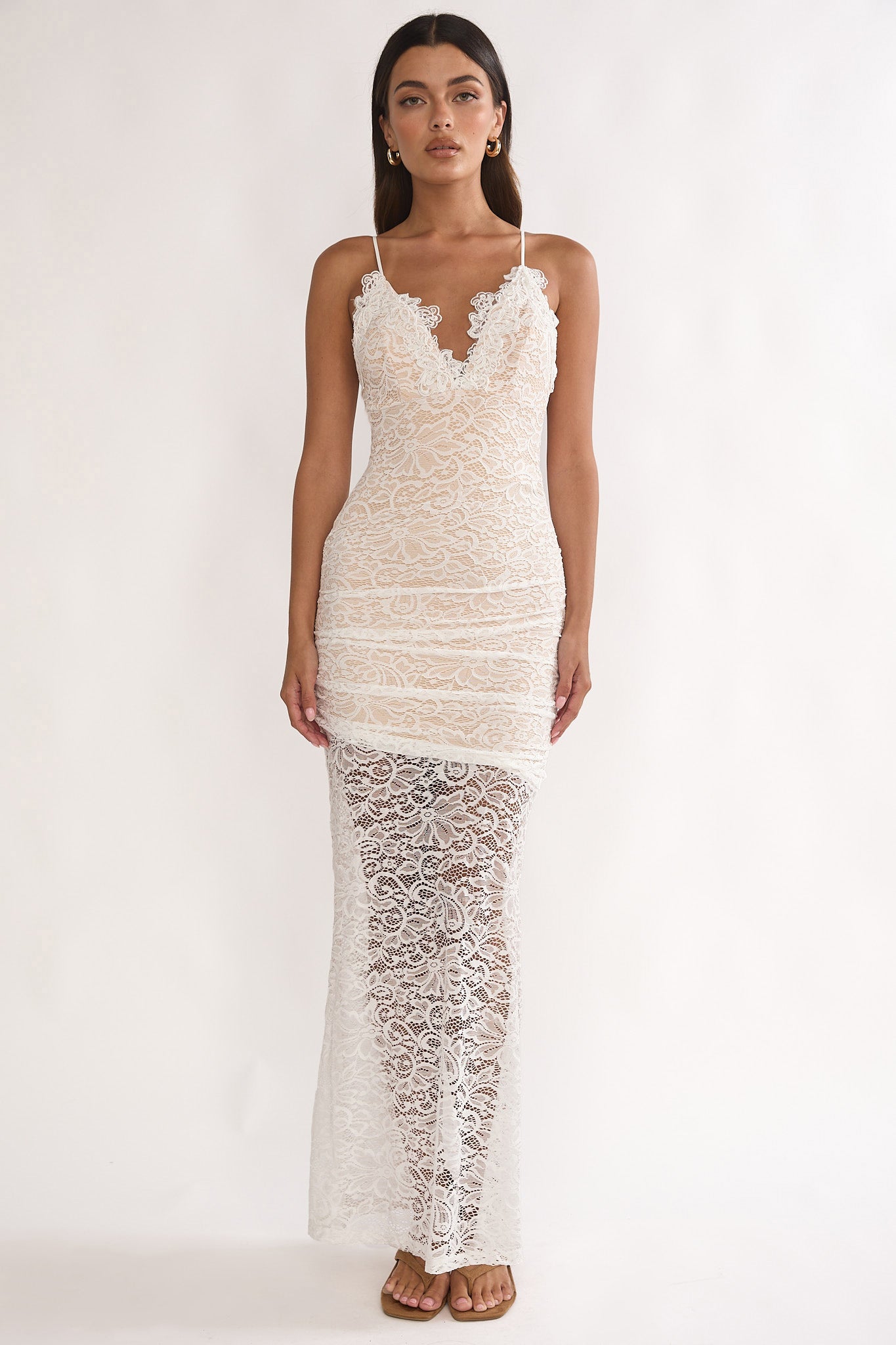 Capri Sunset Lace Overlay Maxi Dress White by Selfie Leslie Australia