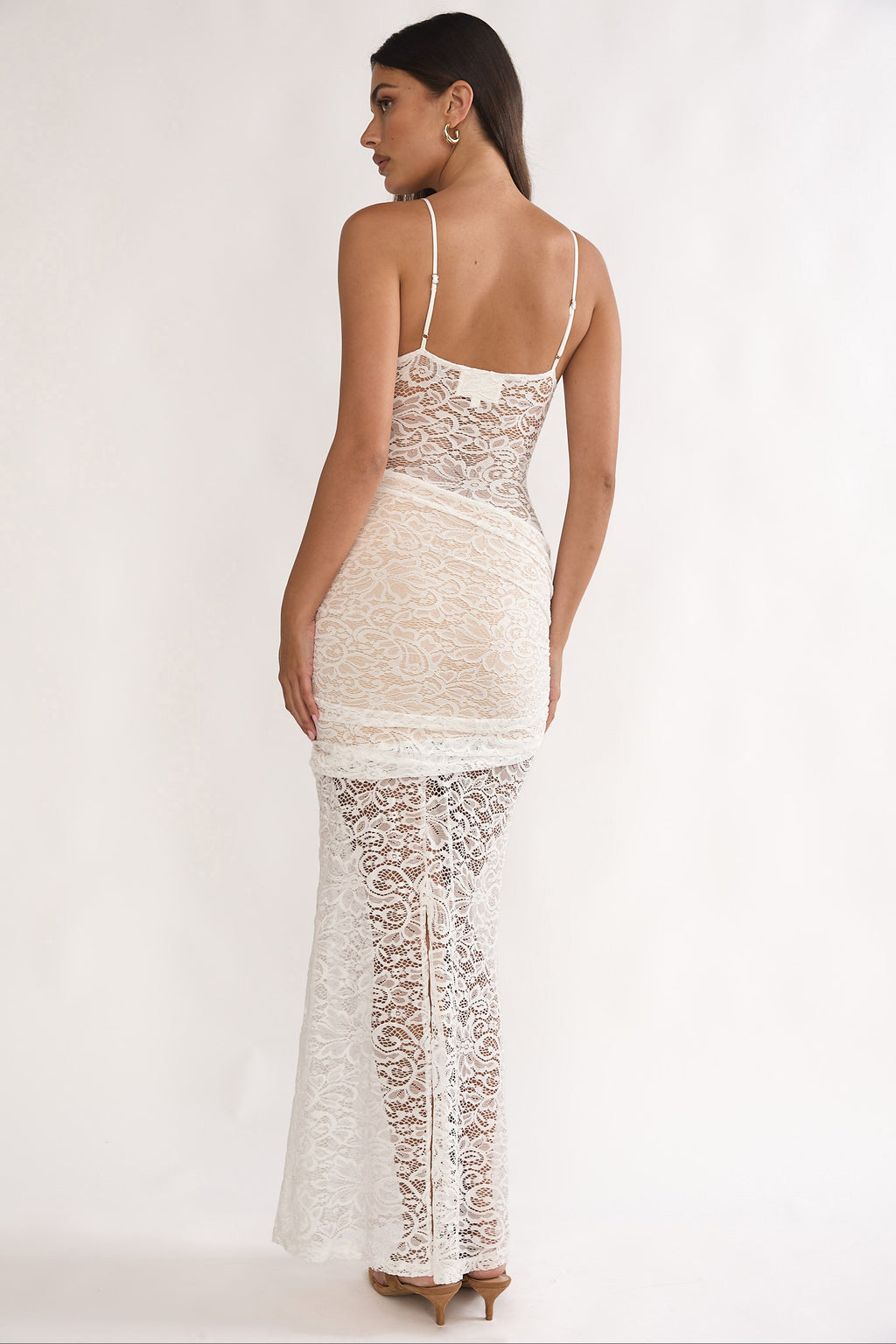 Capri Sunset Lace Overlay Maxi Dress White by Selfie Leslie Australia