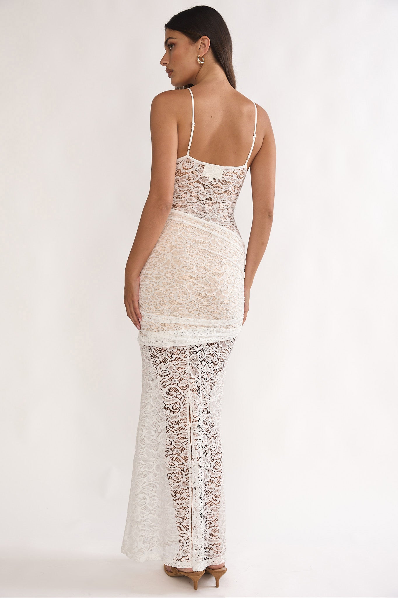Capri Sunset Lace Overlay Maxi Dress White by Selfie Leslie Australia
