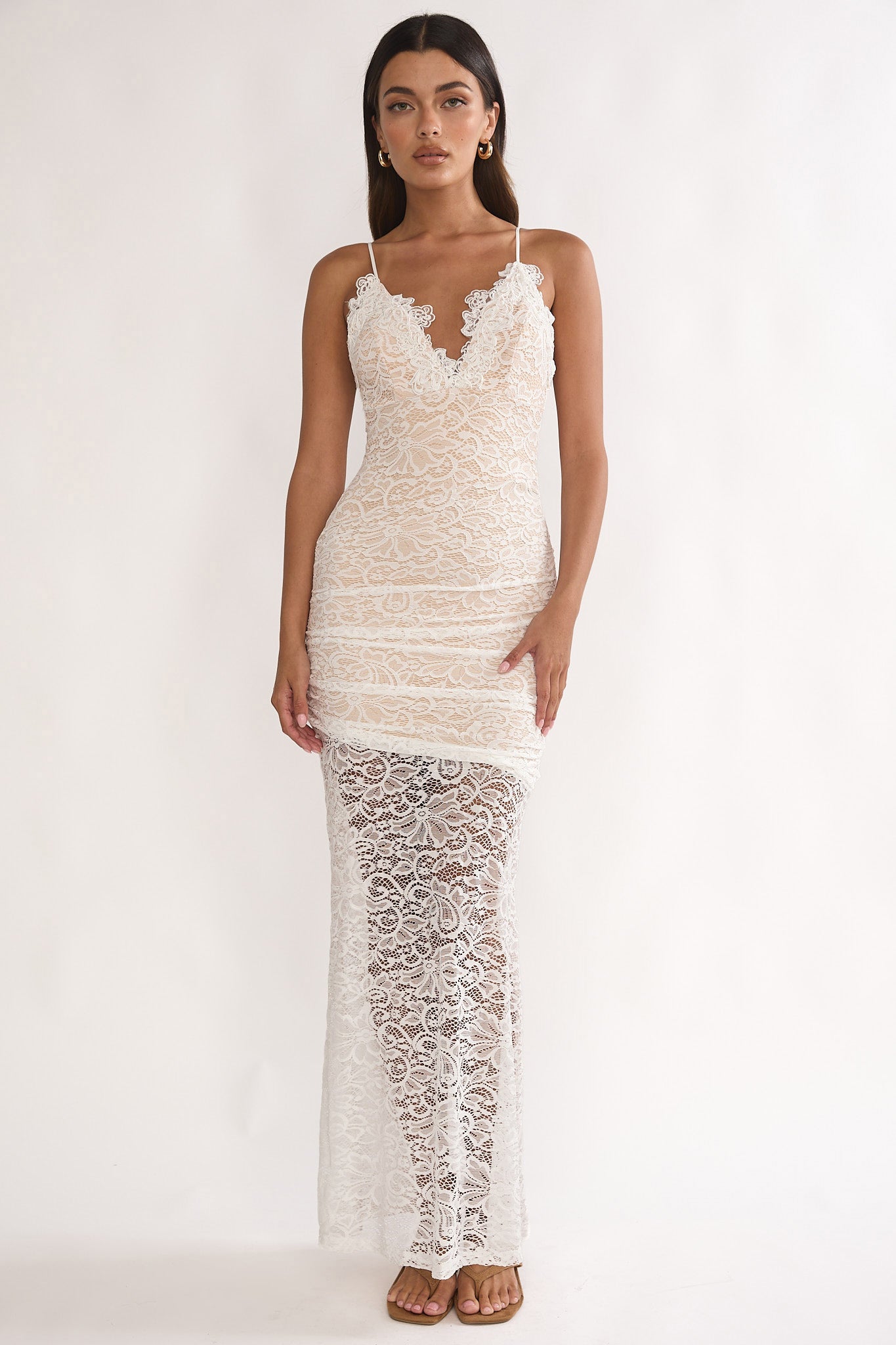 Capri Sunset Lace Overlay Maxi Dress White by Selfie Leslie Australia
