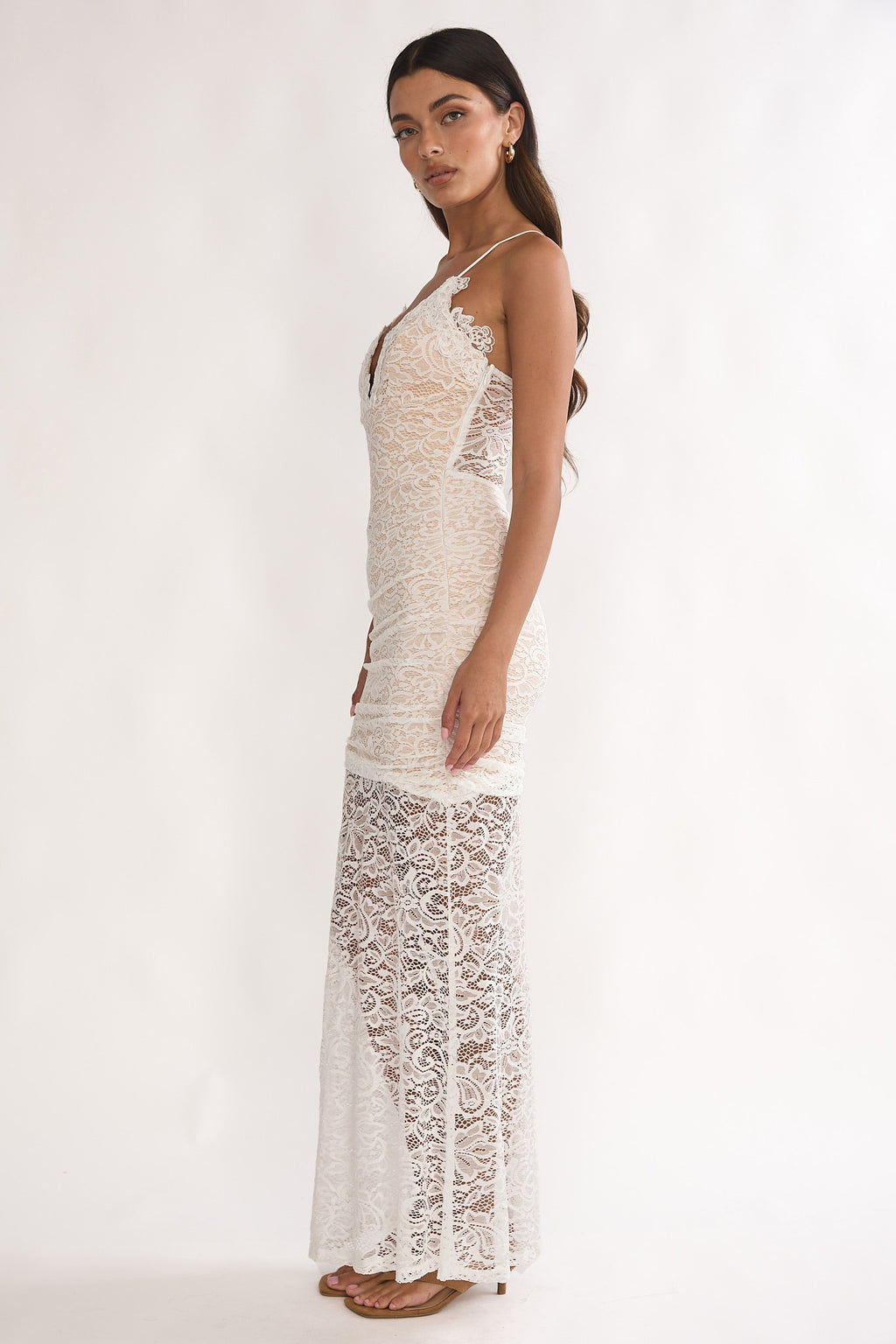 Capri Sunset Lace Overlay Maxi Dress White by Selfie Leslie Australia