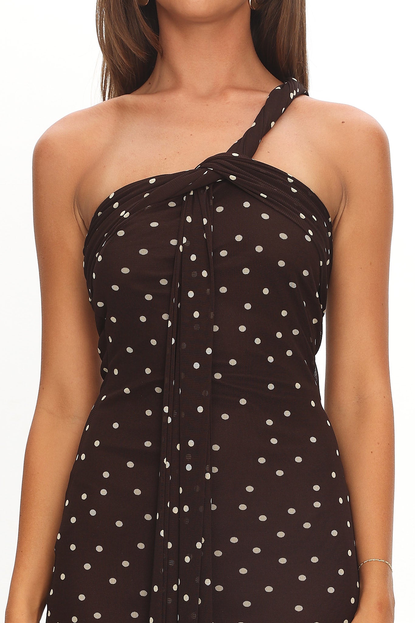 Honeydew Back Knot Maxi Dress Polka Dot Chocolate by Selfie Leslie Australia