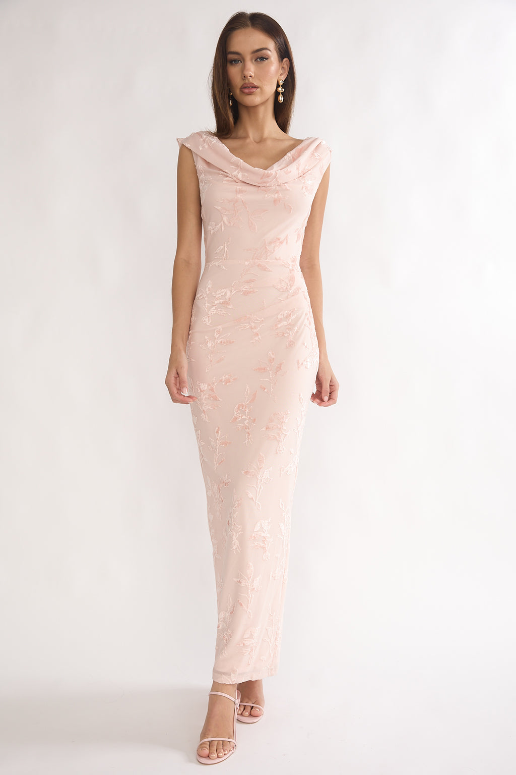 Evermore Cowl Neck Maxi Dress Floral Pink by Selfie Leslie Australia