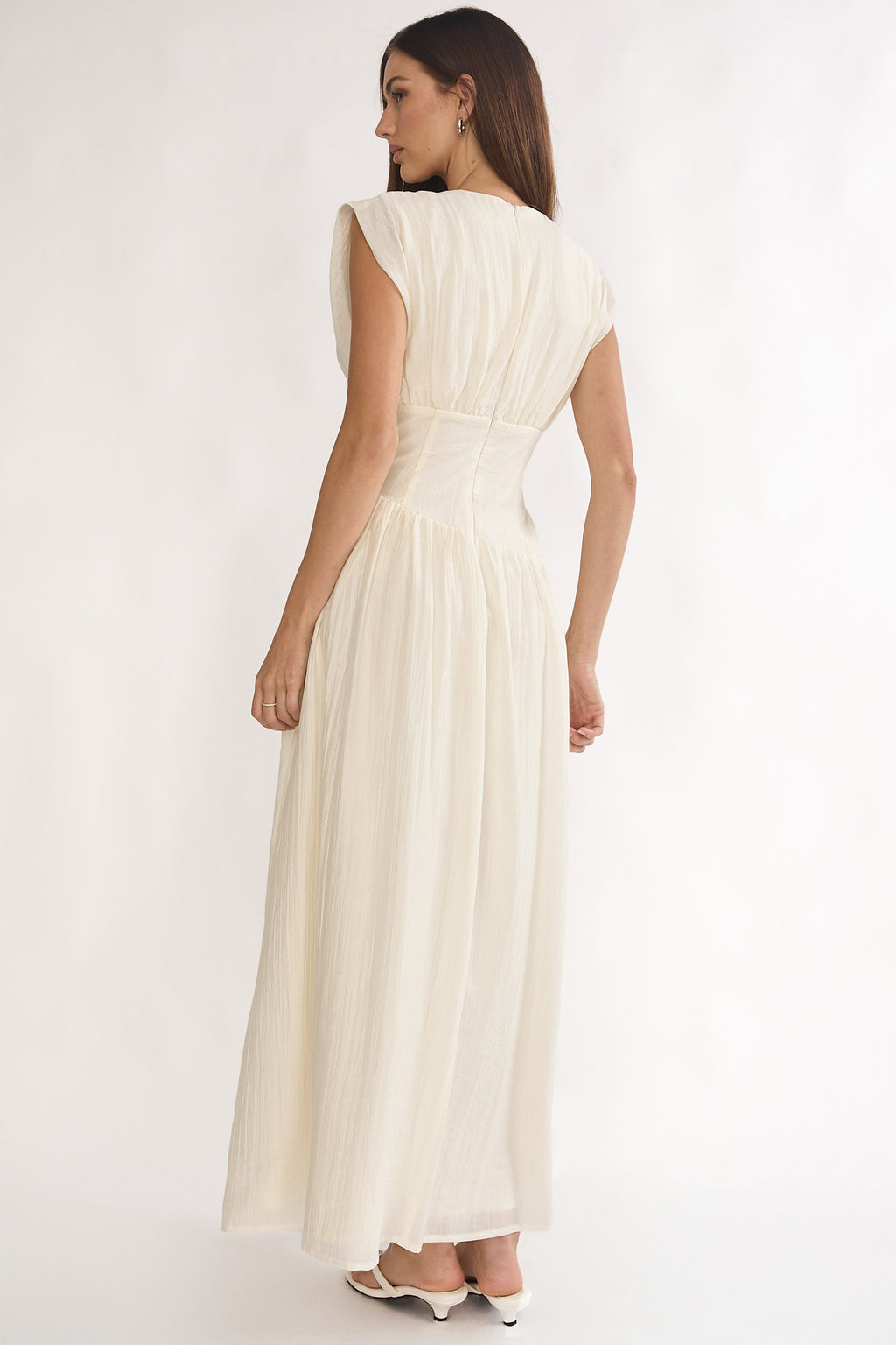 Danicka Asymmetric Waist Maxi Dress Cream by Selfie Leslie Australia