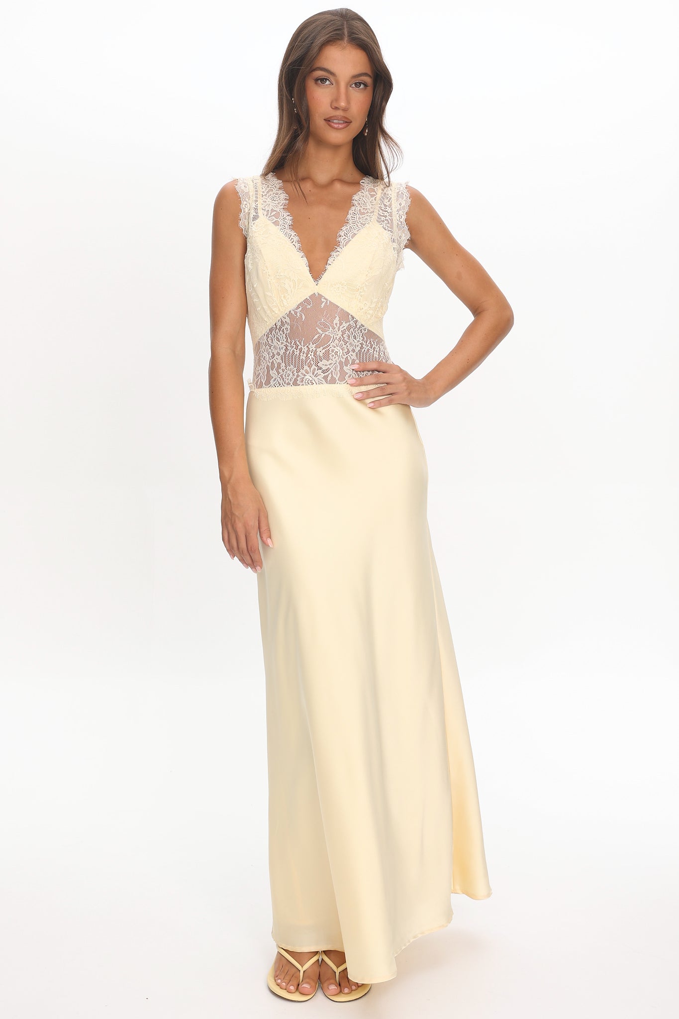 Alessa Lace Bodice Maxi Dress Butter by Selfie Leslie Australia