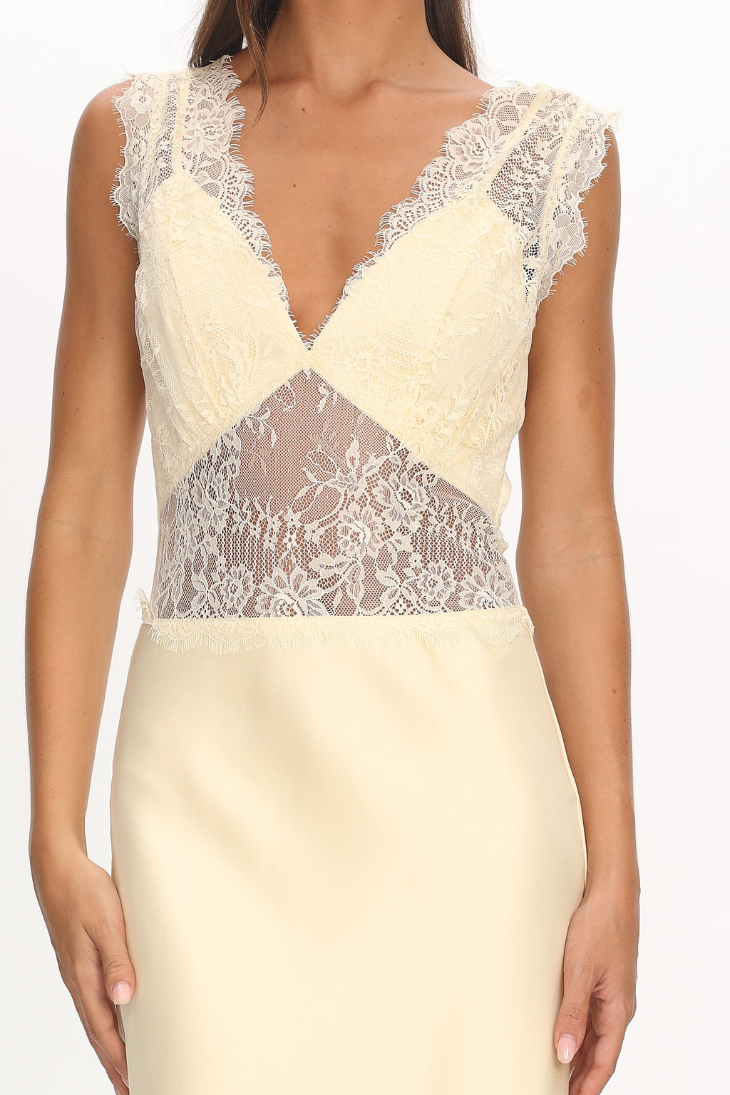 Alessa Lace Bodice Maxi Dress Butter by Selfie Leslie Australia