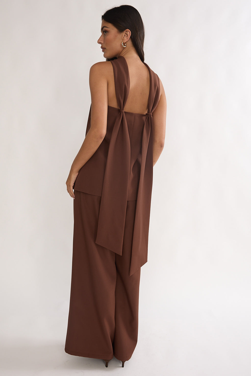 Florene Strapless Split Scarf Pants Chocolate by Selfie Leslie Australia