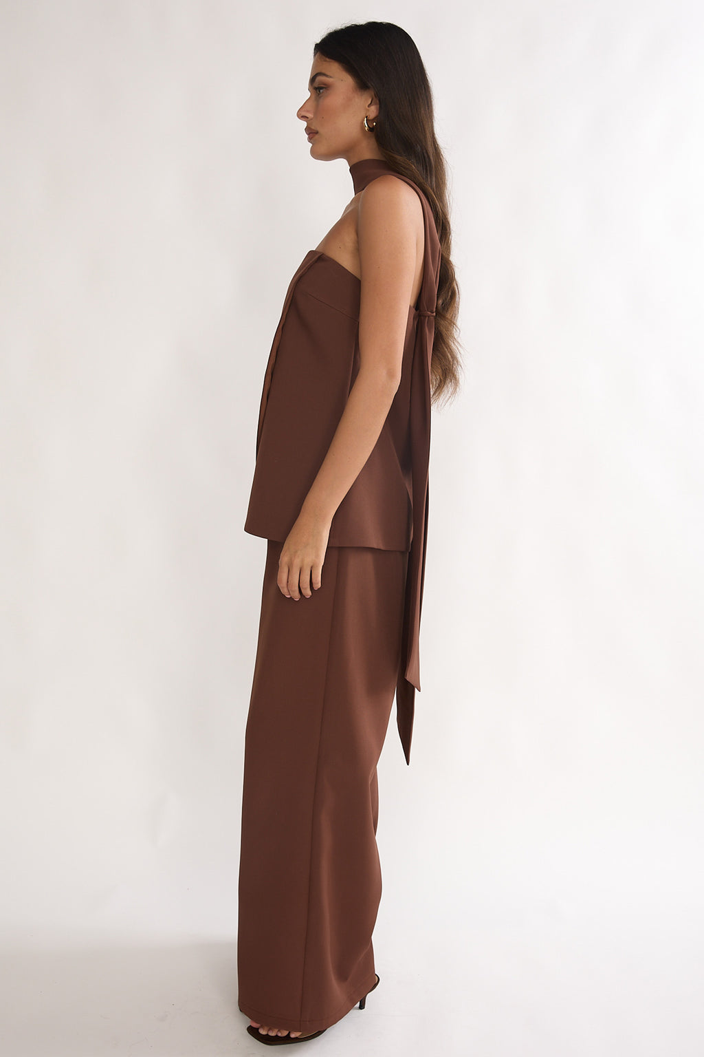 Florene Strapless Split Scarf Pants Chocolate by Selfie Leslie Australia