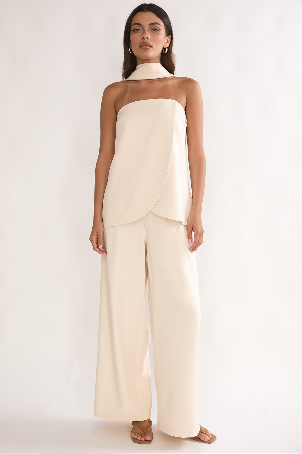 Florene Strapless Split Scarf Pants Vanilla by Selfie Leslie Australia