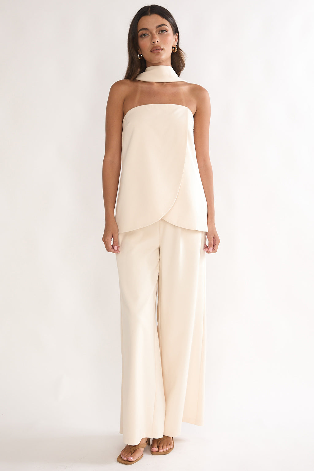 Florene Strapless Split Scarf Pants Vanilla by Selfie Leslie Australia