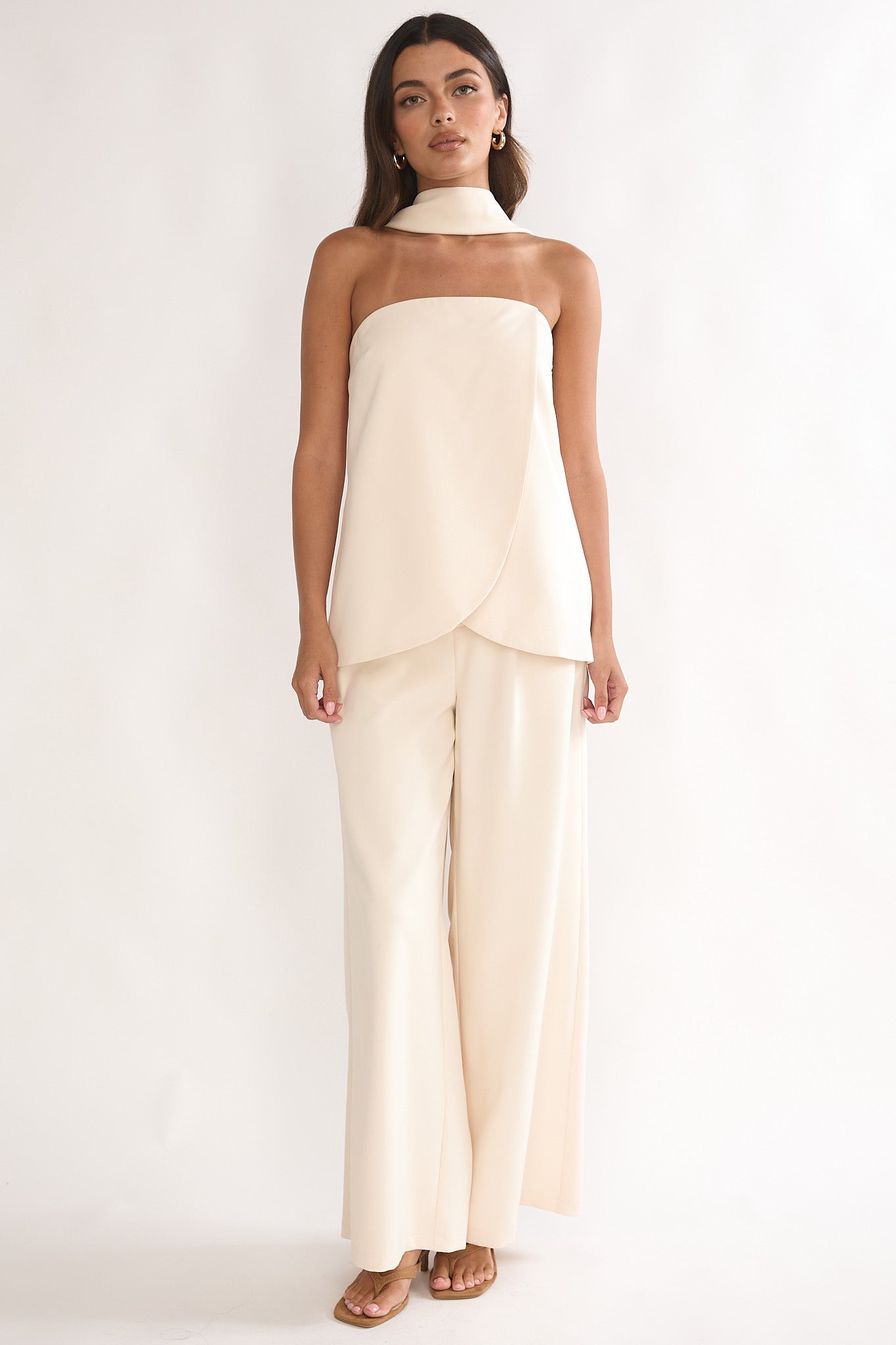Florene Strapless Split Scarf Pants Vanilla by Selfie Leslie Australia