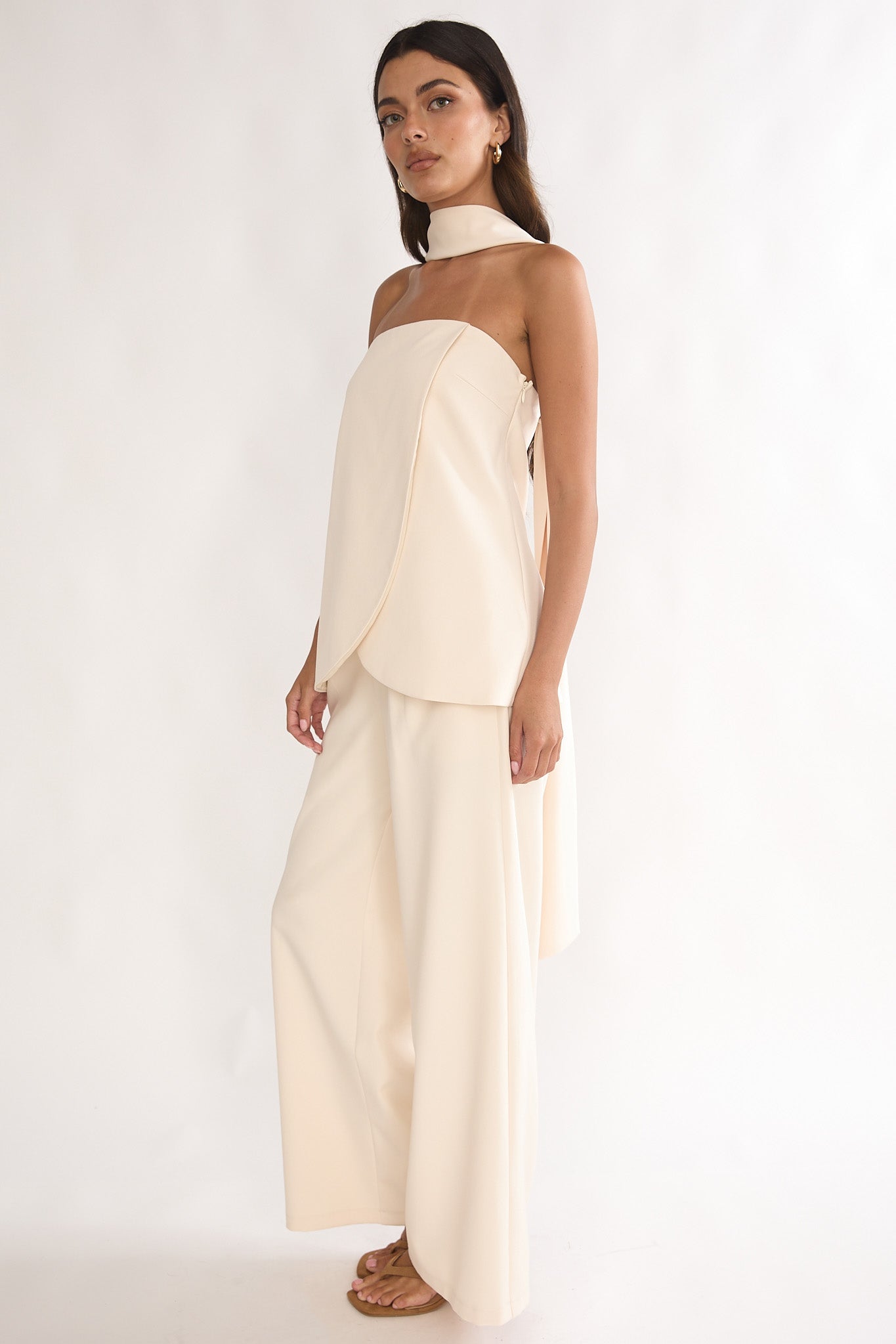 Florene Strapless Split Scarf Pants Vanilla by Selfie Leslie Australia