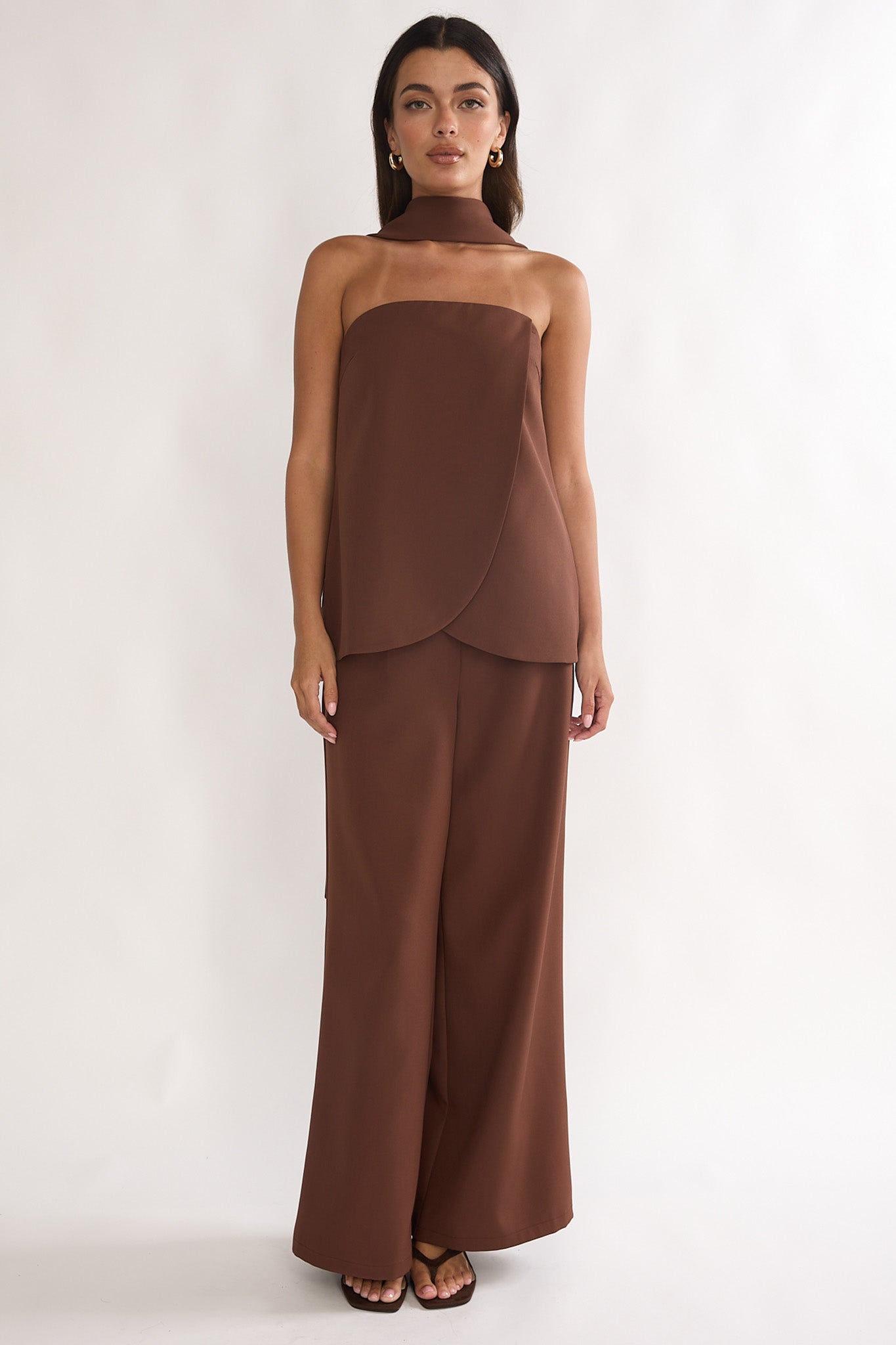 Florene Strapless Split Scarf Top Chocolate by Selfie Leslie Australia
