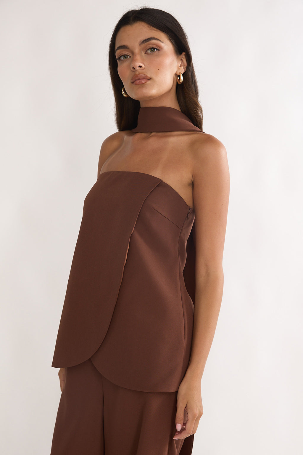 Florene Strapless Split Scarf Top Chocolate by Selfie Leslie Australia