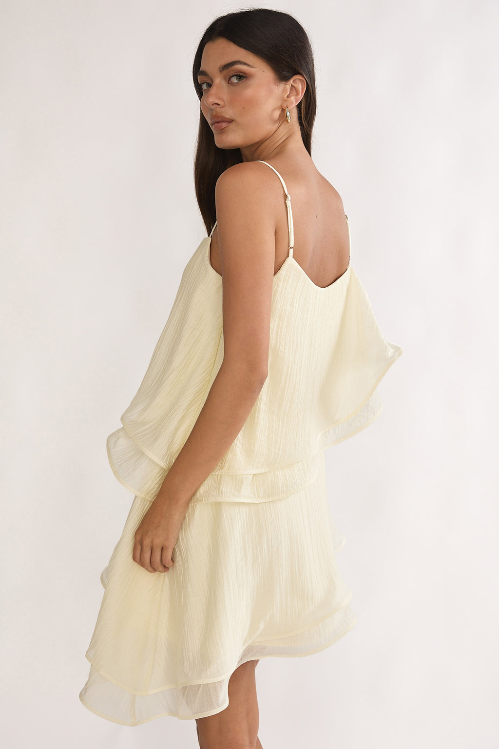 Como Asymmetric Layered Mini Dress Cream by Selfie Leslie Australia