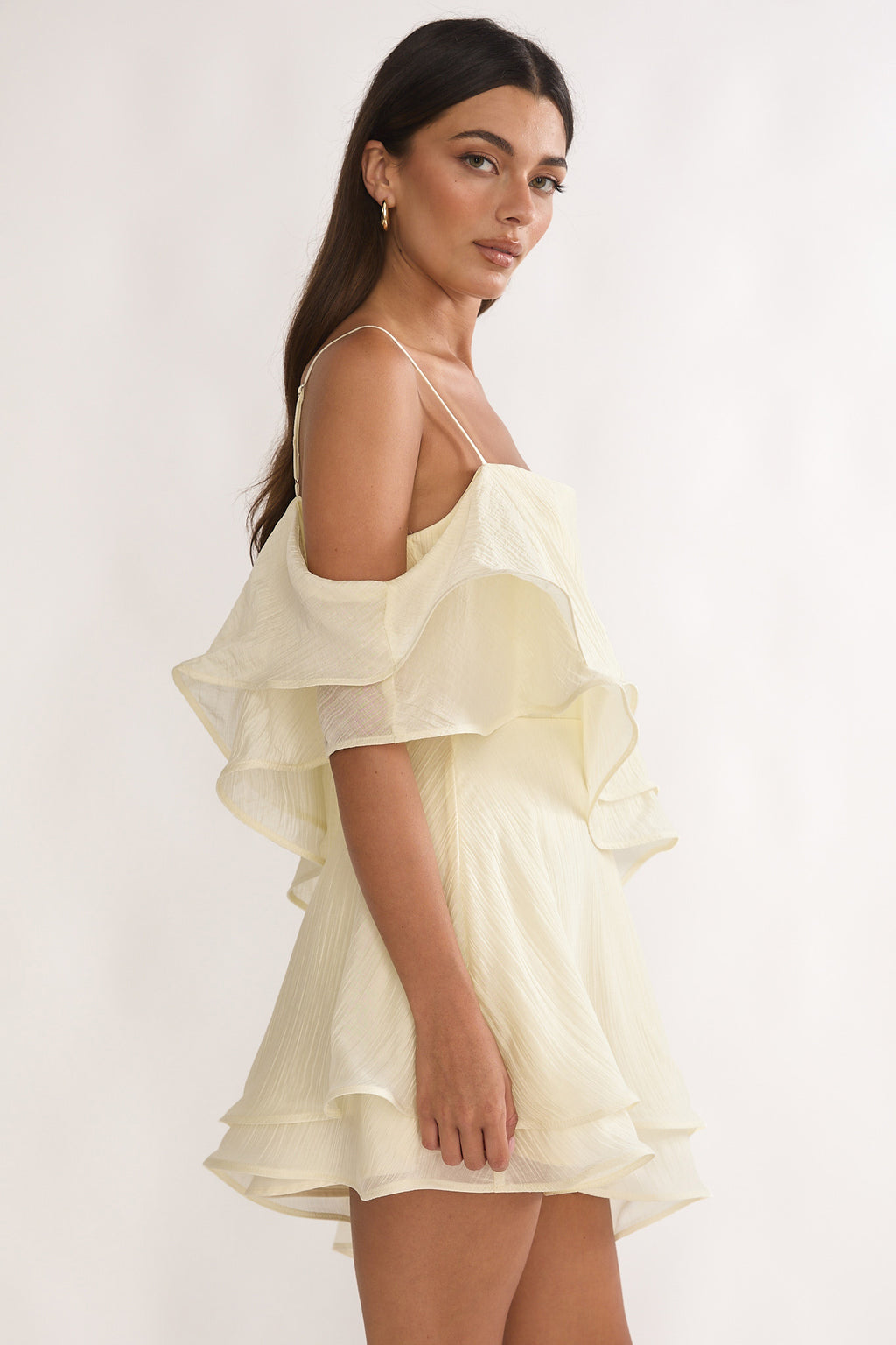 Como Asymmetric Layered Mini Dress Cream by Selfie Leslie Australia