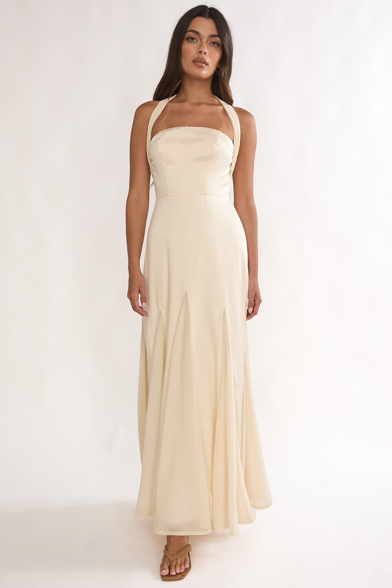 Loro Godet Hem Maxi Dress Butter by Selfie Leslie Australia