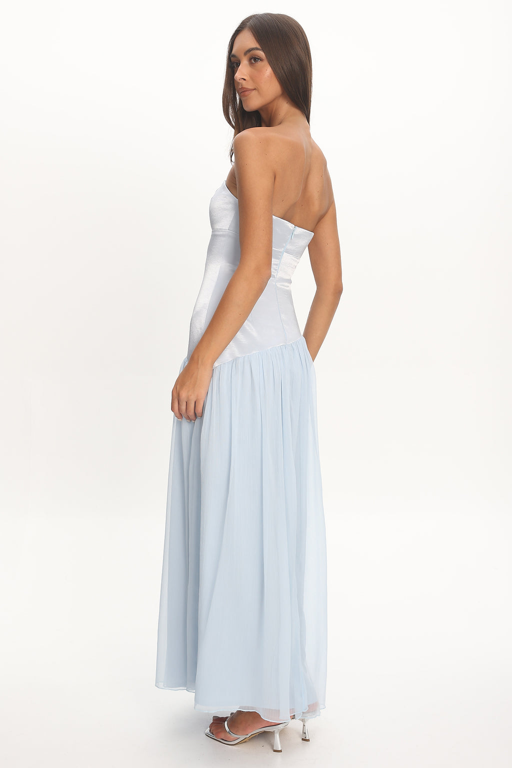 Karielle Asymmetric Drop Waist Maxi Dress Blue by Selfie Leslie Australia