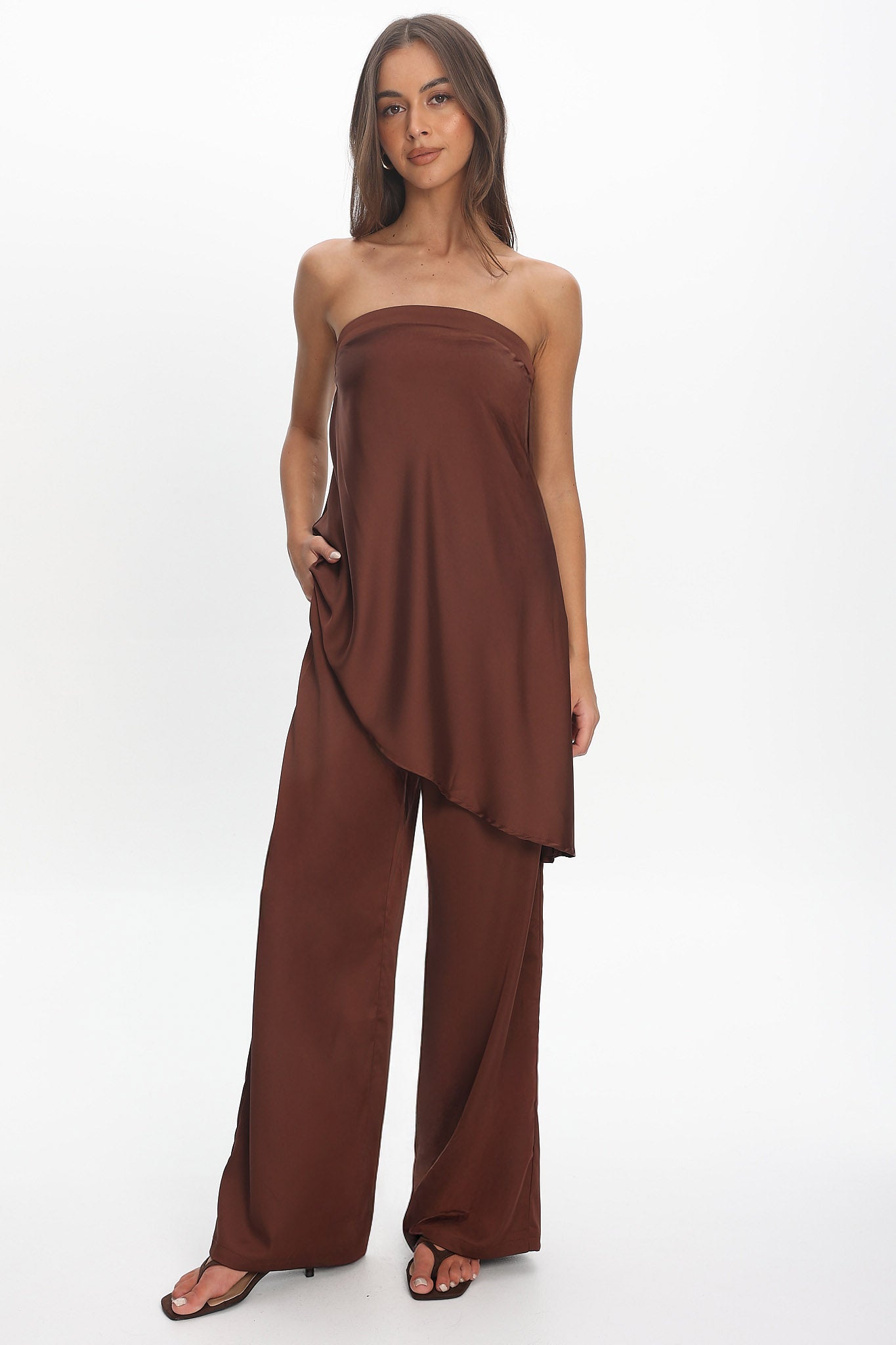 Danita Elastic Waist Pants Chocolate by Selfie Leslie Australia