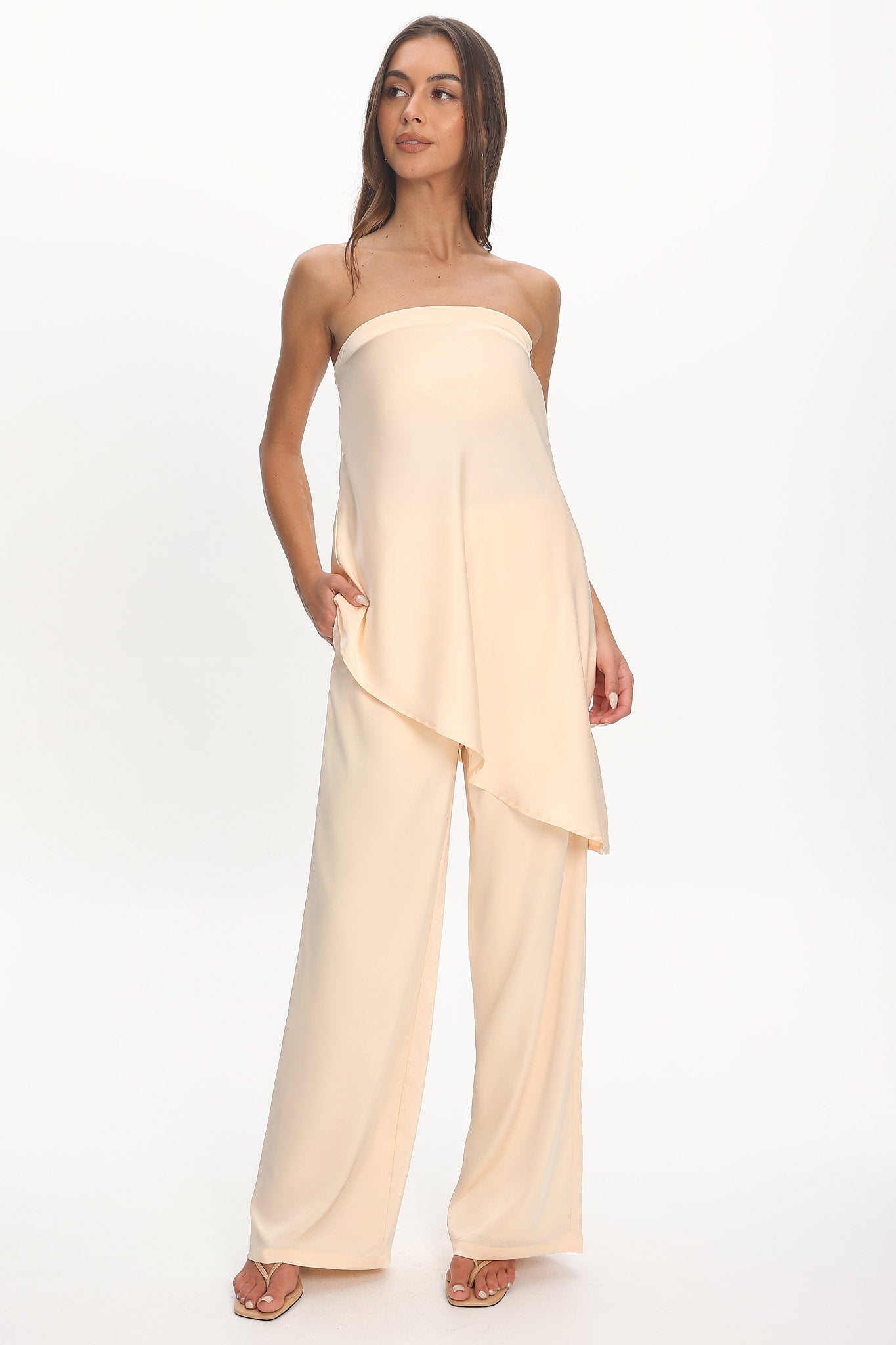 Danita Asymmetric Hem Strapless Top Vanilla by Selfie Leslie Australia