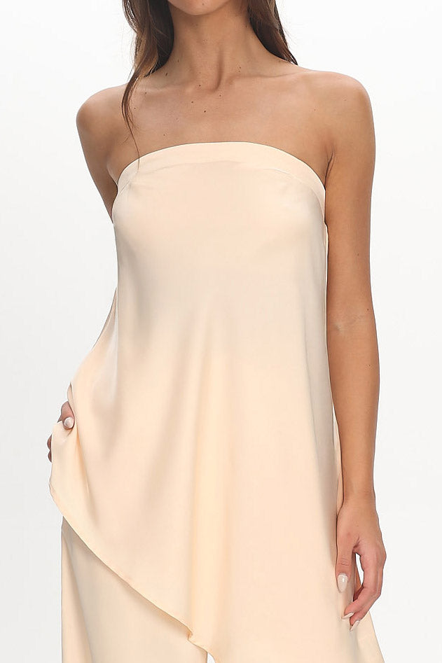 Danita Asymmetric Hem Strapless Top Vanilla by Selfie Leslie Australia