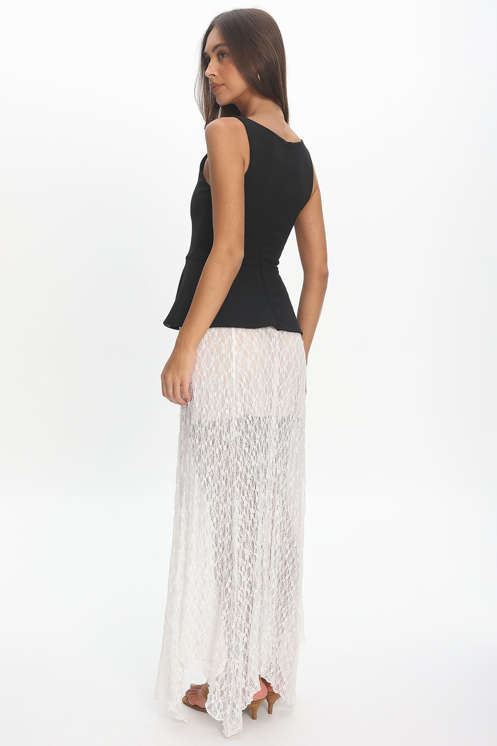 Kairah Peplum Lace Hem Maxi Dress Black by Selfie Leslie Australia