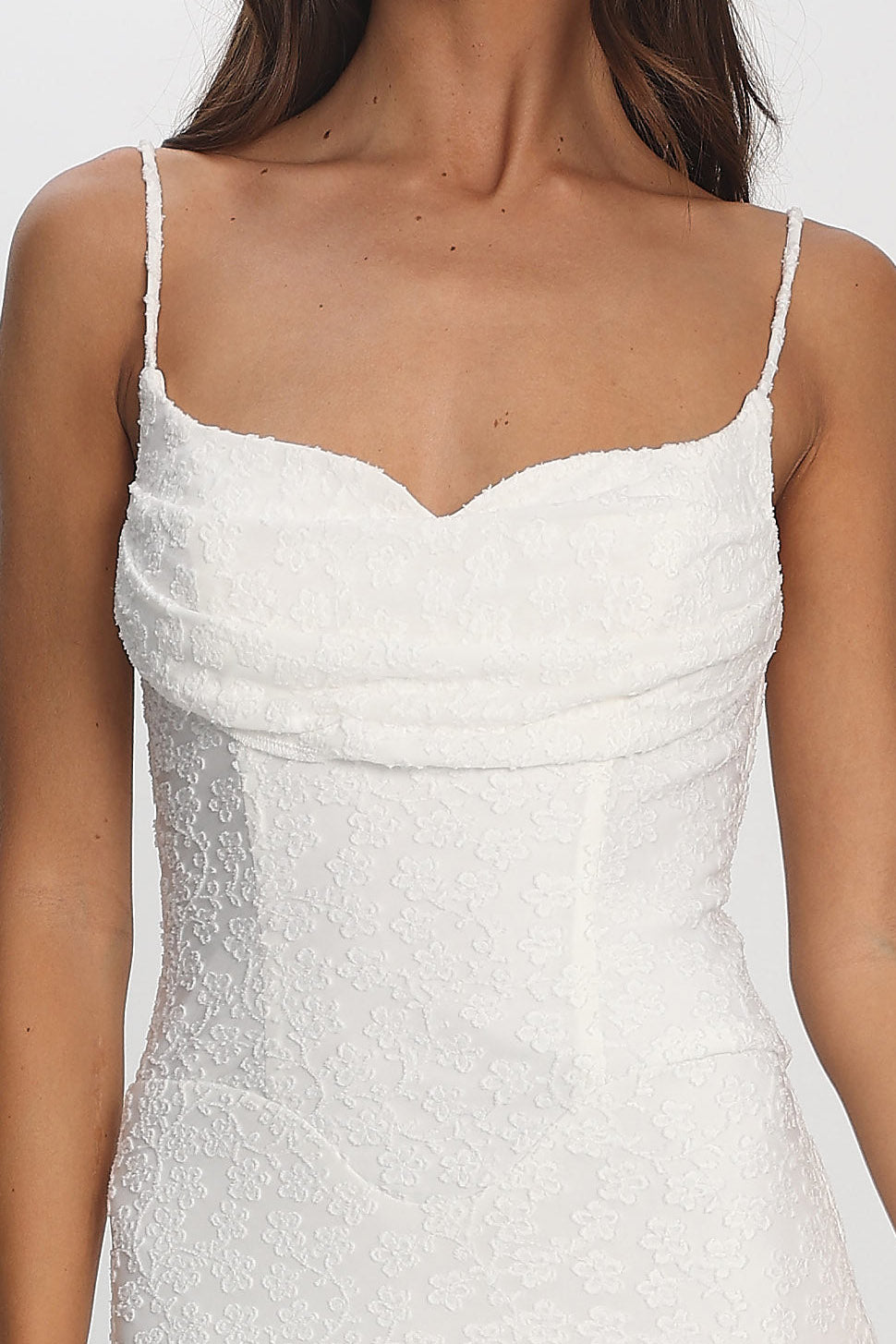 Kianah Pleat Bust Textured Maxi Dress Ivory by Selfie Leslie Australia