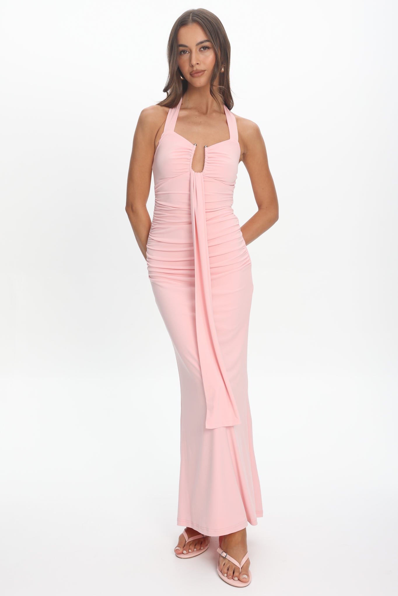 Opera Drape Bust Maxi Dress Pink