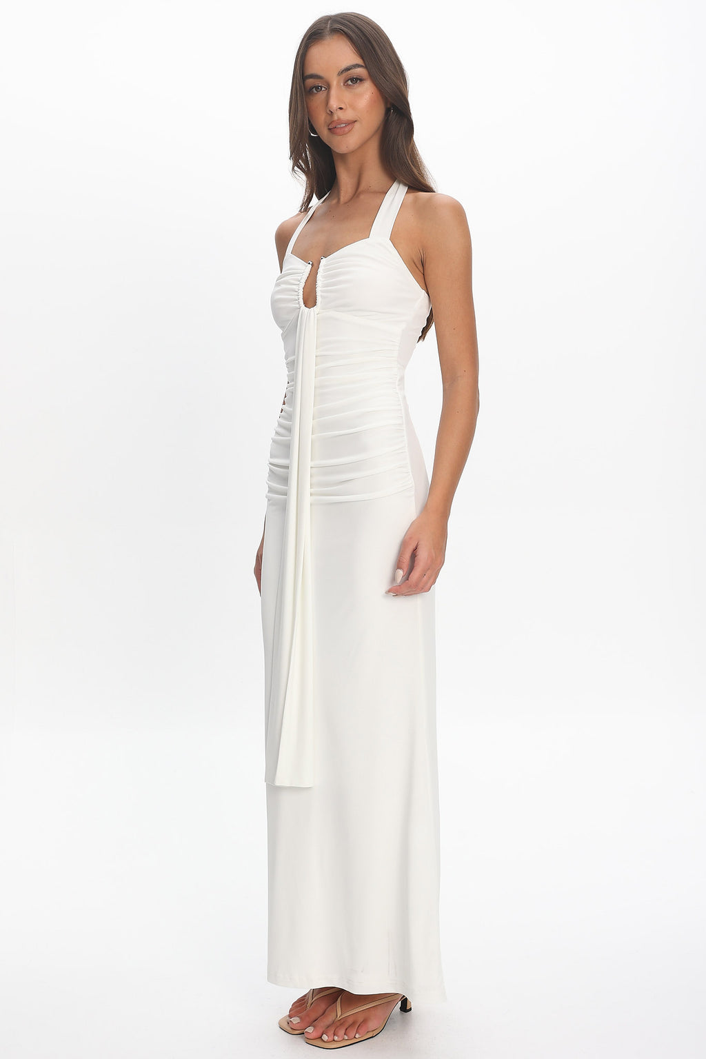 Opera Drape Bust Maxi Dress White by Selfie Leslie Australia