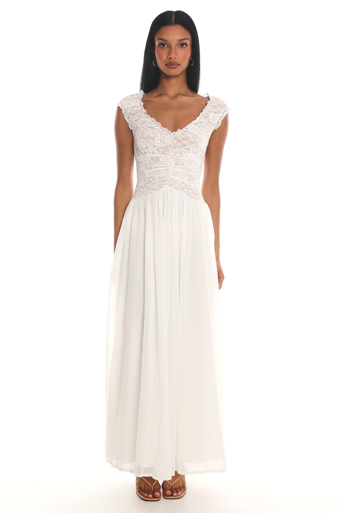 Korinna Lace Bodice Maxi Dress White by Selfie Leslie Australia