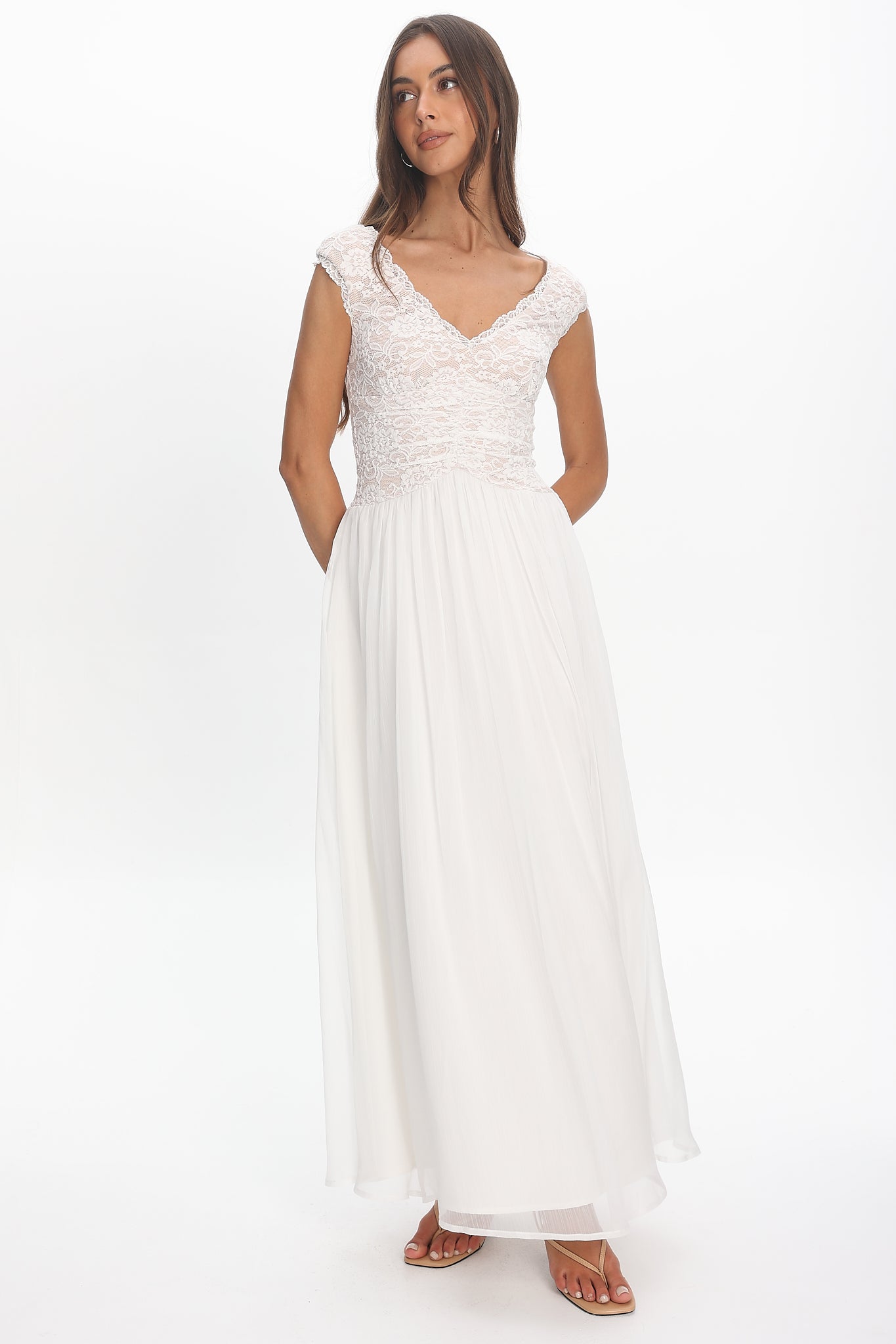 Korinna Lace Bodice Maxi Dress White by Selfie Leslie Australia