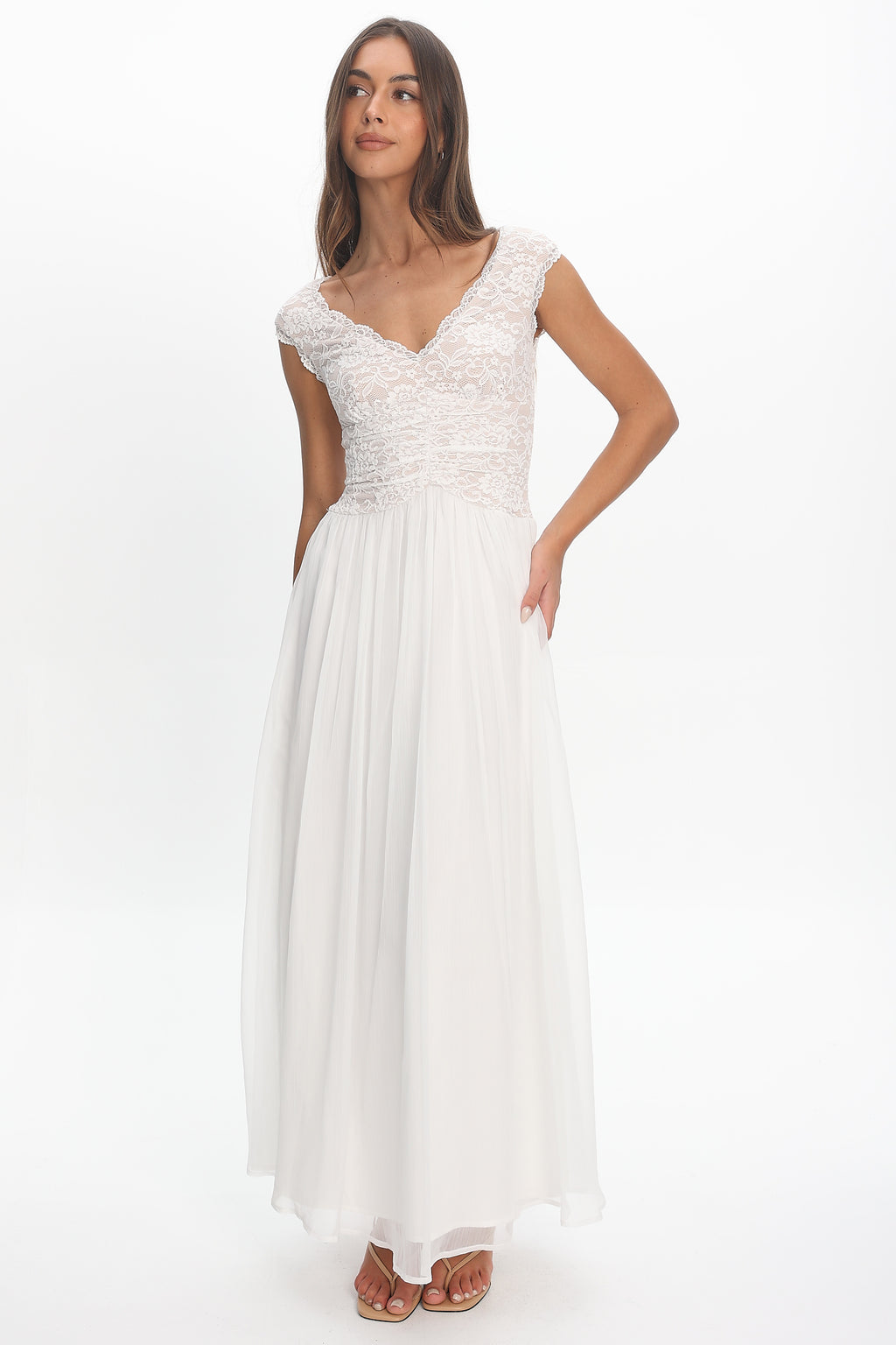 Korinna Lace Bodice Maxi Dress White by Selfie Leslie Australia