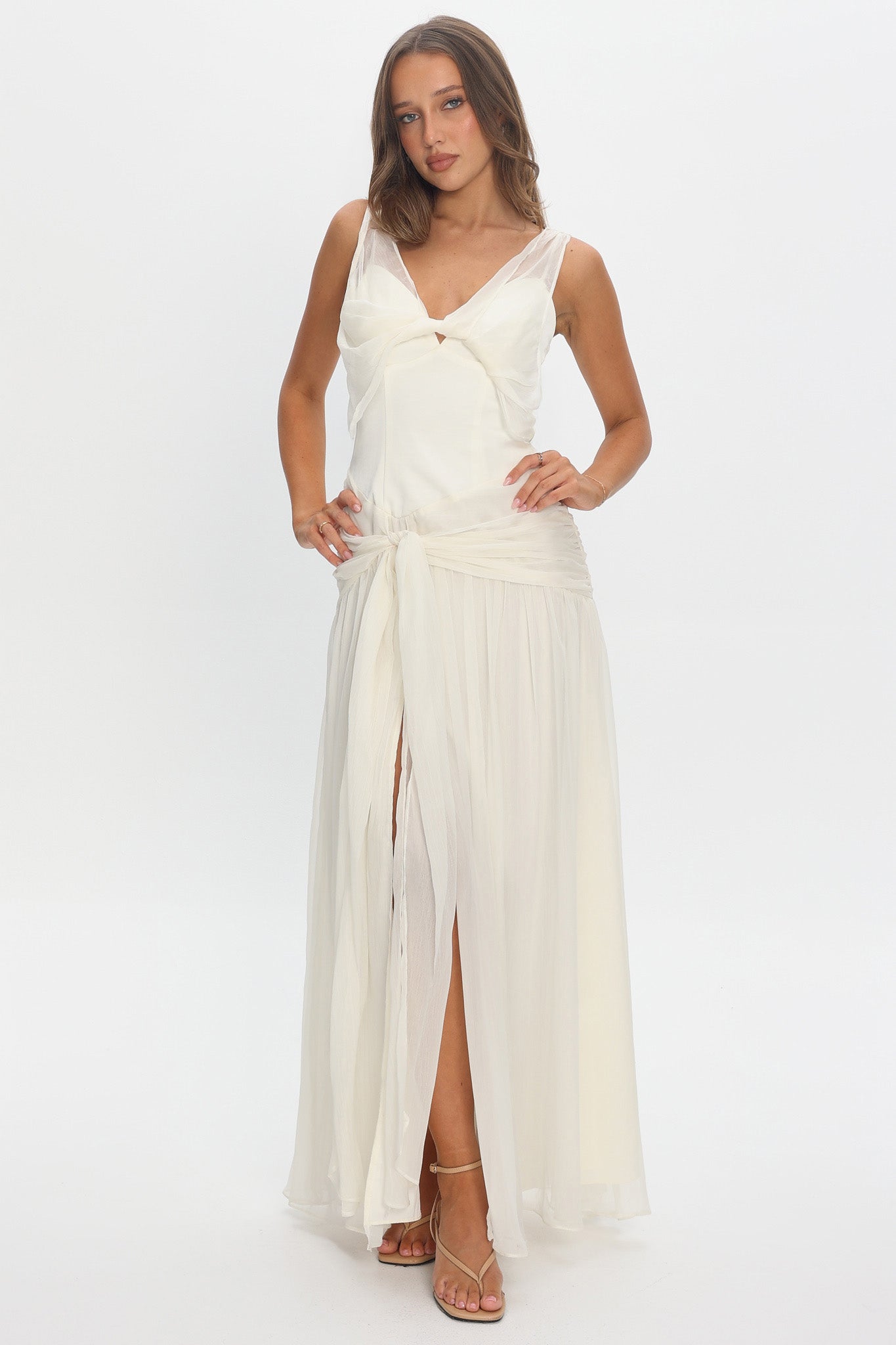 Izabelle Twist Accent Maxi Dress Pearl by Selfie Leslie Australia