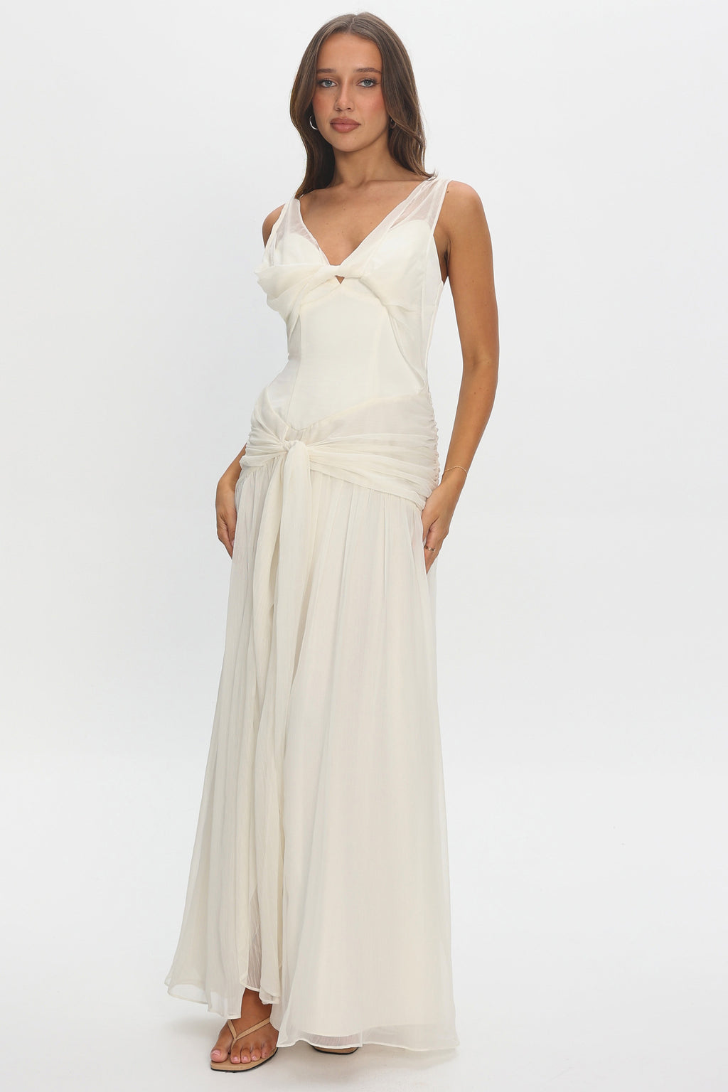 Izabelle Twist Accent Maxi Dress Pearl by Selfie Leslie Australia