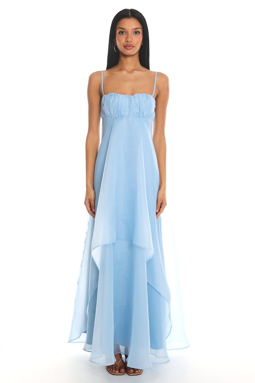Marigold Sun Gathered Bust Maxi Dress Blue