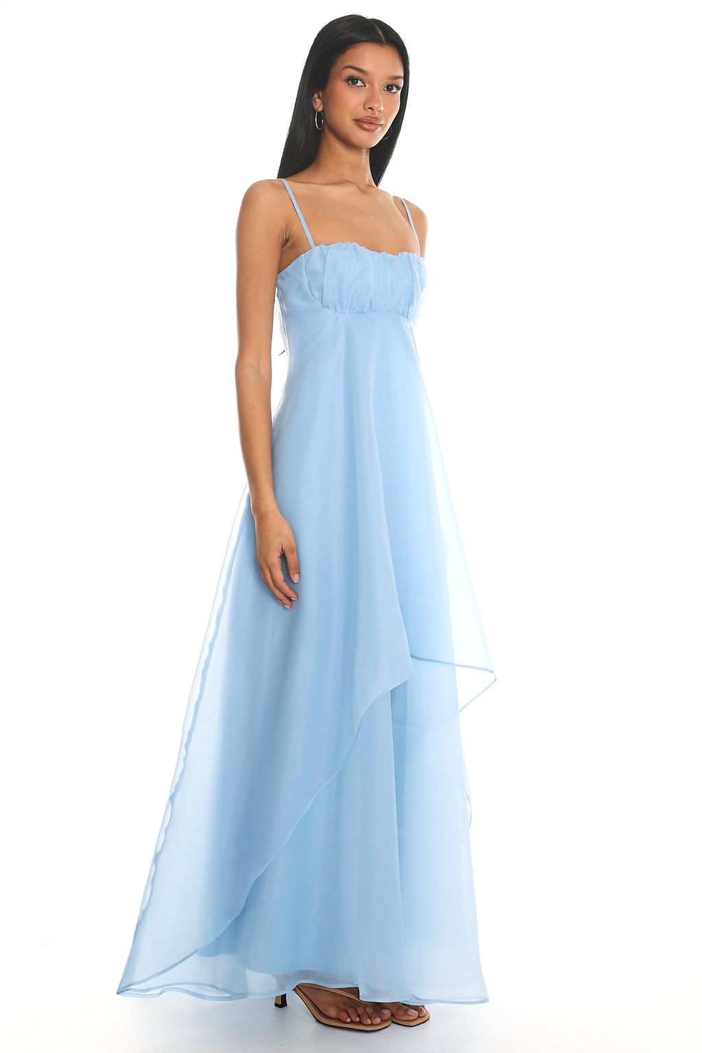 Marigold Sun Gathered Bust Maxi Dress Blue