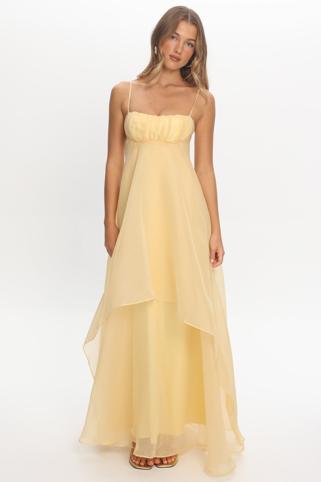 Marigold Sun Gathered Bust Maxi Dress Butter