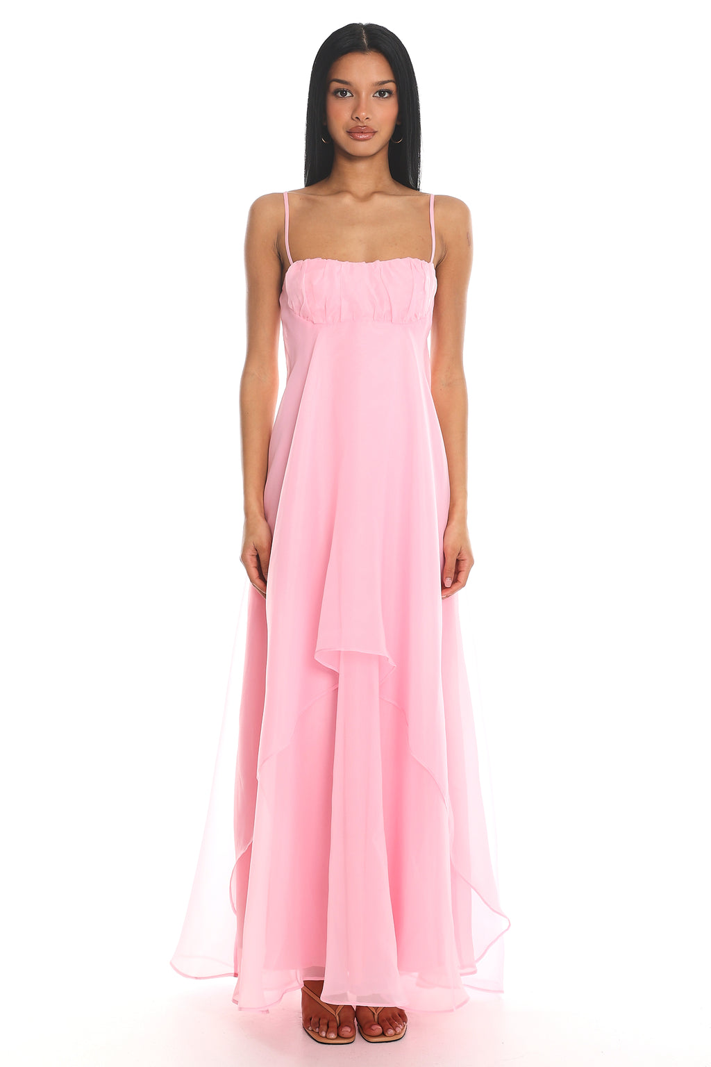 Marigold Sun Gathered Bust Maxi Dress Pink