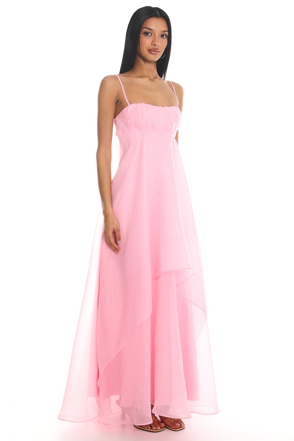 Marigold Sun Gathered Bust Maxi Dress Pink