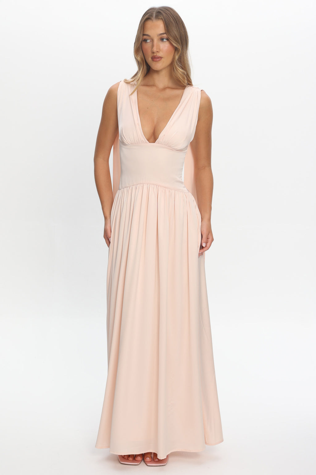 Lorienne Shoulder Sash Maxi Dress Pearl by Selfie Leslie Australia
