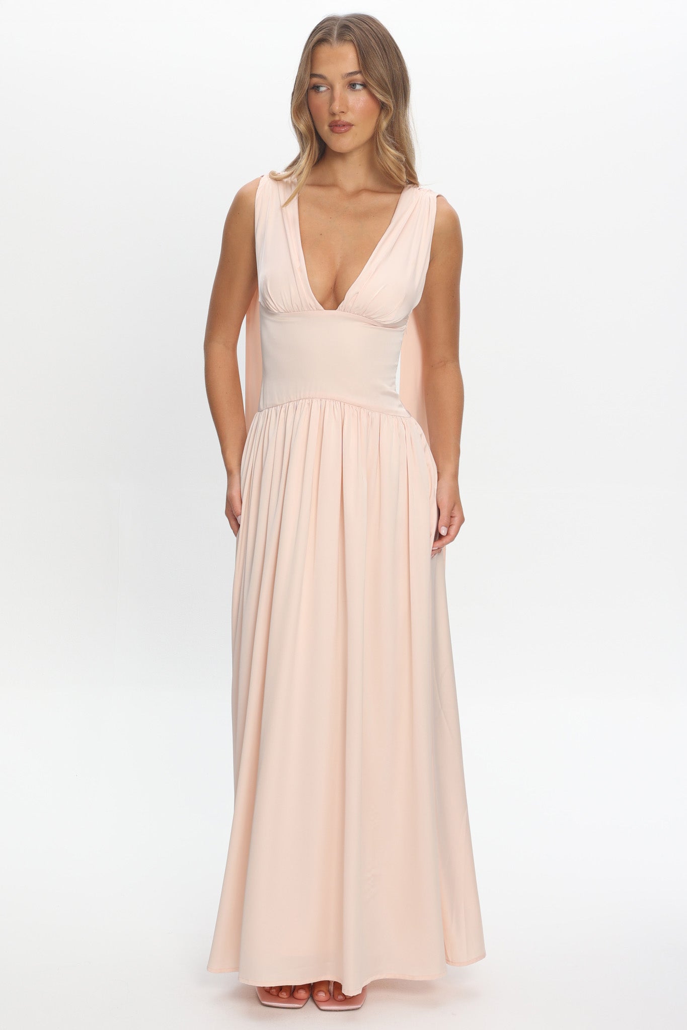 Lorienne Shoulder Sash Maxi Dress Pearl by Selfie Leslie Australia