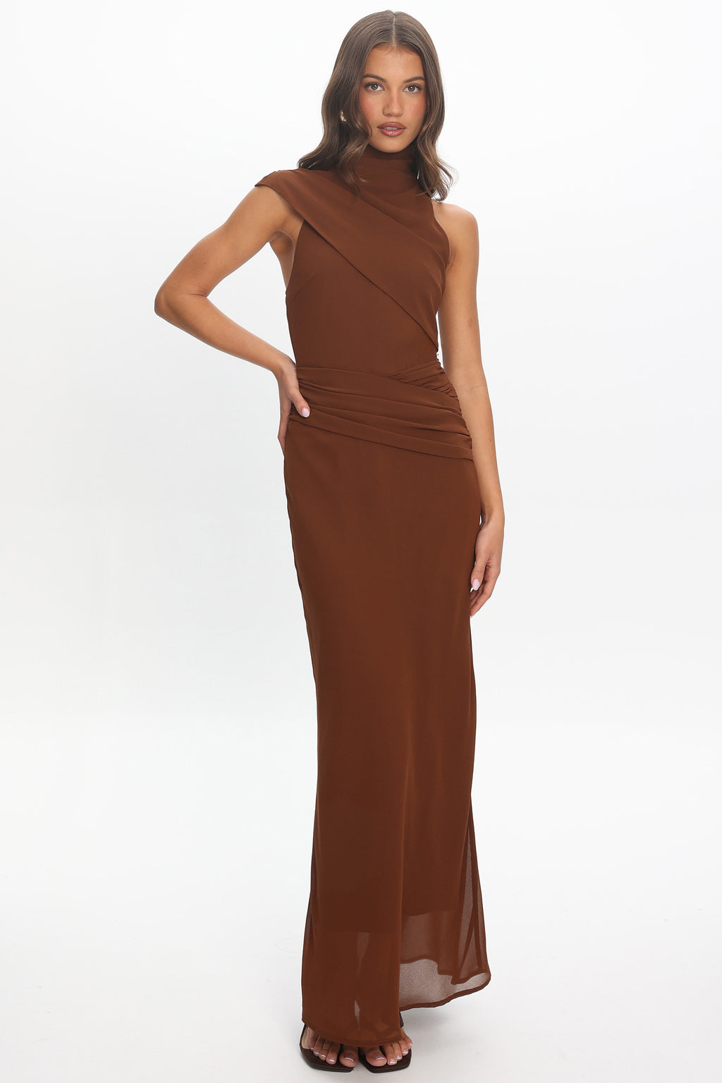 Renata High Neck Maxi Dress Cocoa