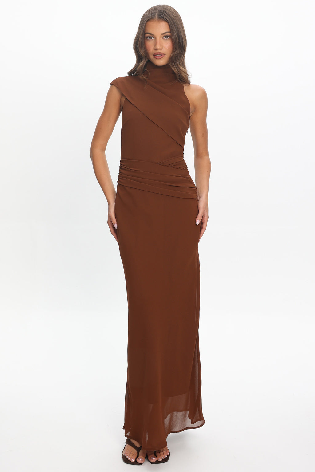 Renata High Neck Maxi Dress Cocoa