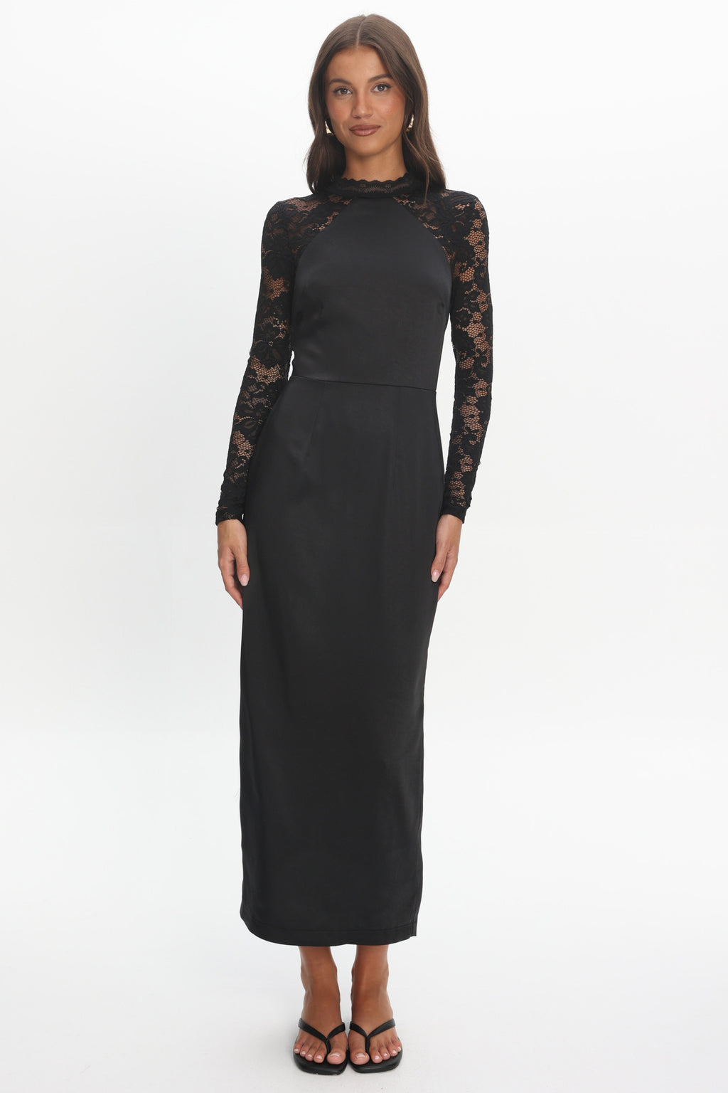 Lucha Lace Sleeve Maxi Dress Black by Selfie Leslie Australia