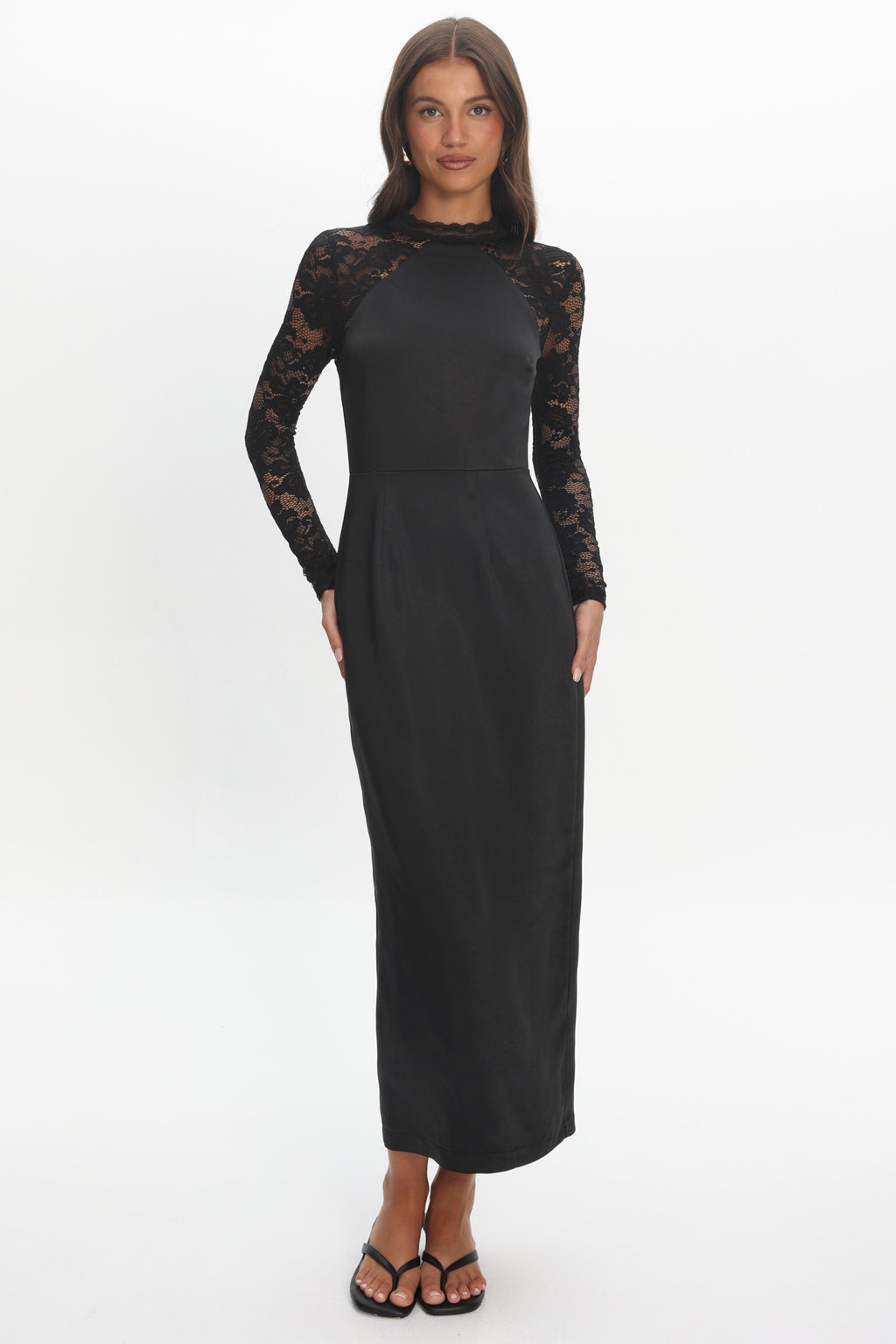 Lucha Lace Sleeve Maxi Dress Black by Selfie Leslie Australia
